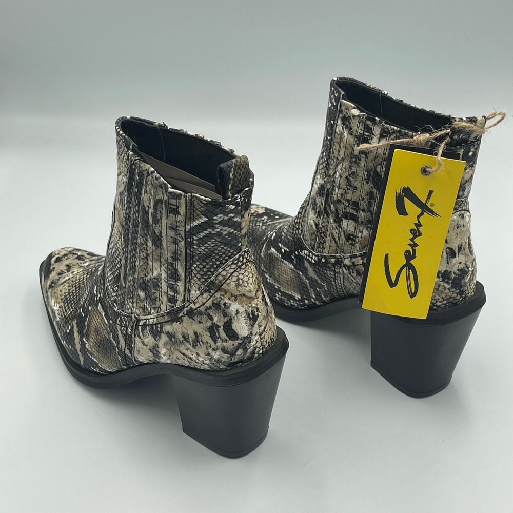 NWT Seven7 Eve Boot Snakeskin Print Ankle Boots Block Heel Size 6.5 festival - Picture 9 of 13